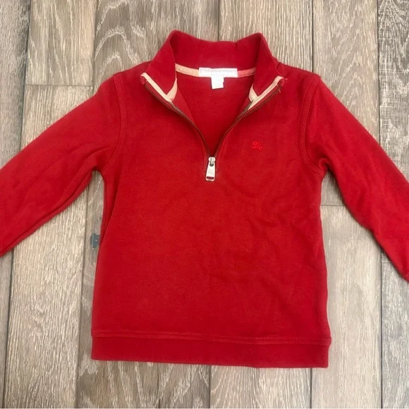 Burberry Red Kids Sweatshirt with Quarter Zip Collar size 3Y - Picture 1 of 5
